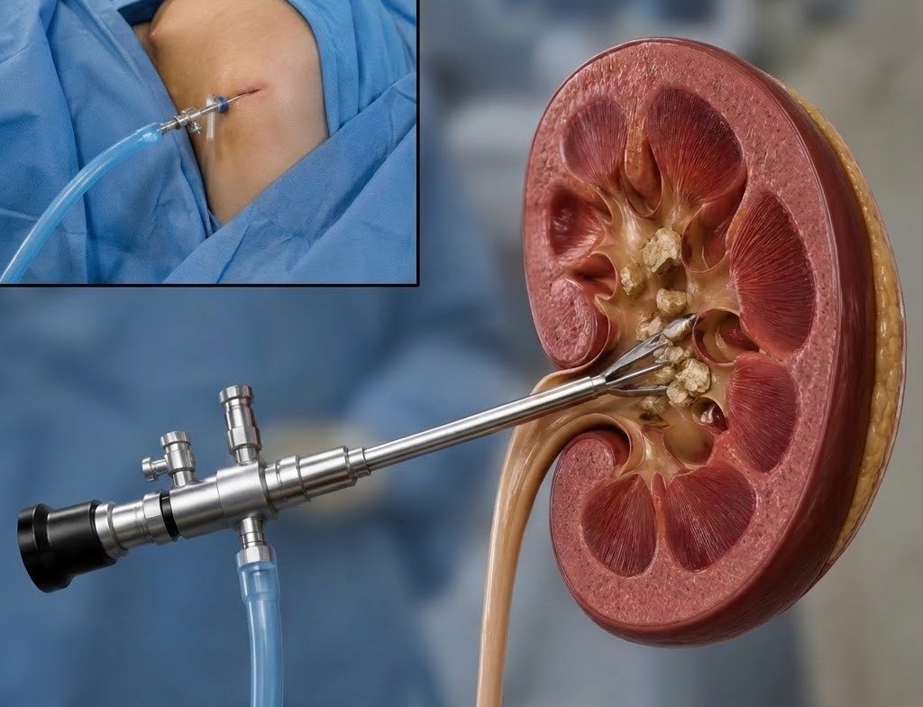 RIRS procedure medical illustration