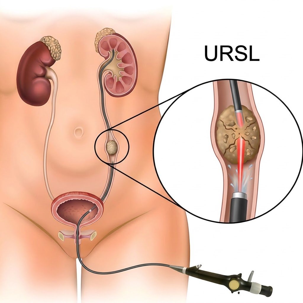 RIRS procedure medical illustration